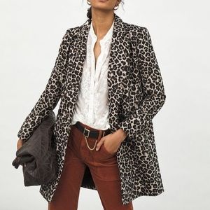 Anthropologie Gianna Longline Leopard Blazer